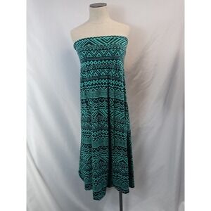 Vintage Super Nova Strapless Dress Womens Size 1X Green Knee Length Summer Dress